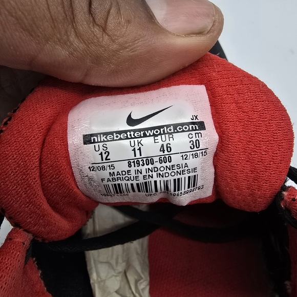Nike Shoe Men's 12 Revolution 3 Sneakers 819300-600 Red Black - Picture 3 of 7